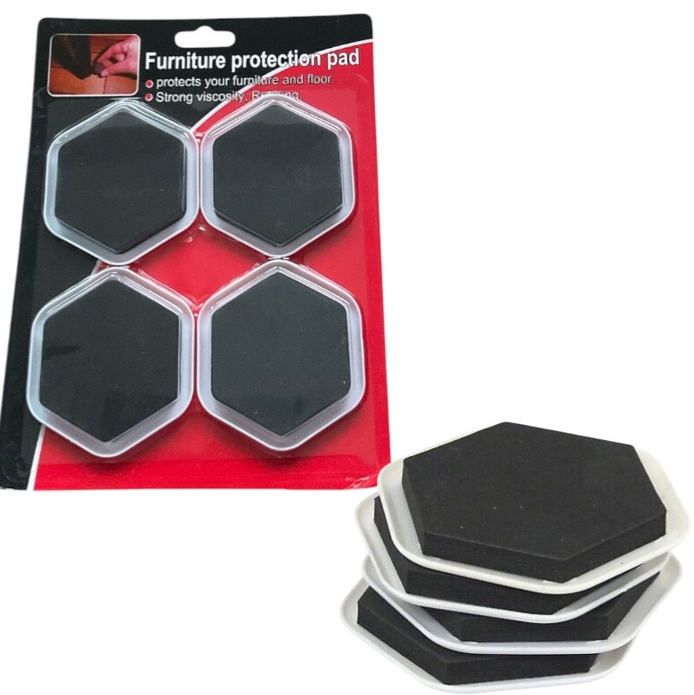 4 Furniture Protection Rubbing Pads Black Furniture Floor Chair Legs Protectors