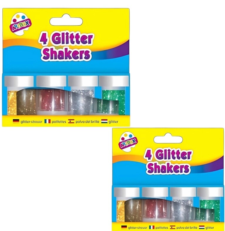 2 x 4pc Glitter Shakers School Kids Children Craft Christmas Cards DIY Non Toxic