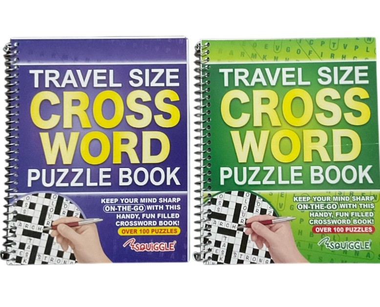 2Pc Travel Size Crossword 100+ Puzzle Books A5 Spiral Bound Wordsearch Squiggle