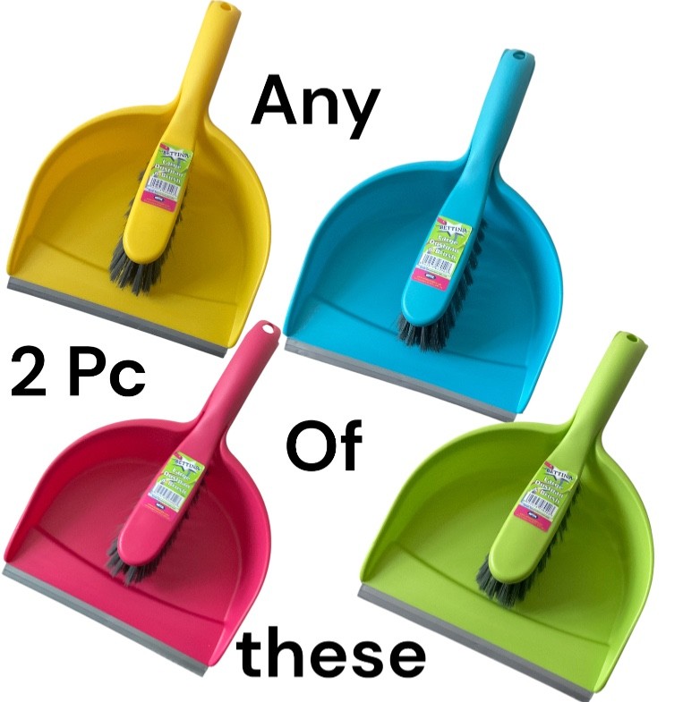 2Pc Large Dustpan & Soft Brush Set Plastic Hand Dust Pan Home Cleaning Random