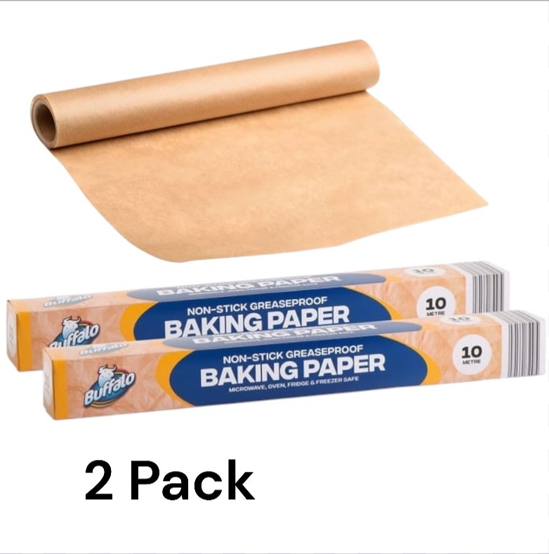 2 x 10M x 38cm GREASE PROOF PAPER ROLL BAKING WRAPPING SHEETS BAKEWARE COOKING