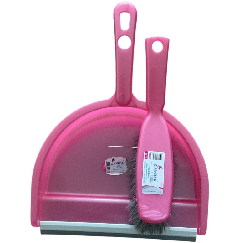 Large Dustpan & Soft Brush Set Plastic Hand Dust Pan Home Cleaning Pink