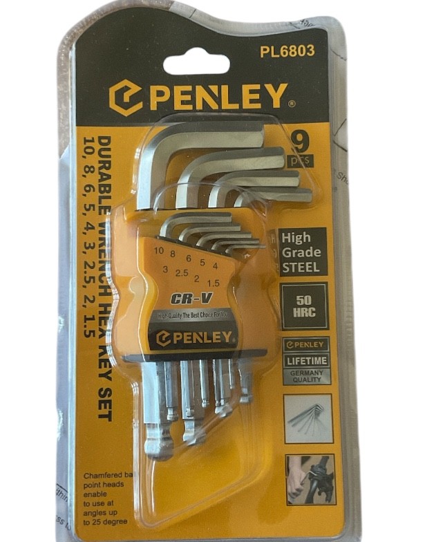 9pc Durable Wrench Hex Key Set Hight Grade Steel DIY Chamfered Ball Point Heads