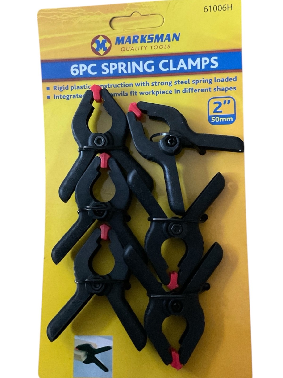 6pc 2”  QUALITY Heavy Duty SPRING CLAMPS Nylon Plastic Quick Grips