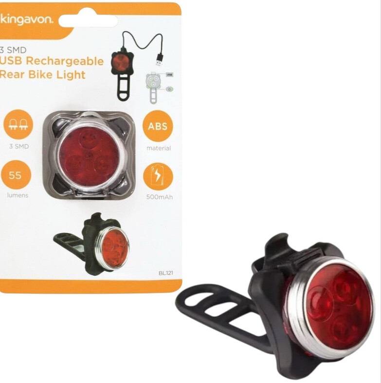 Kingavon 3 SMD USB Rechargeable Rear Bike Light