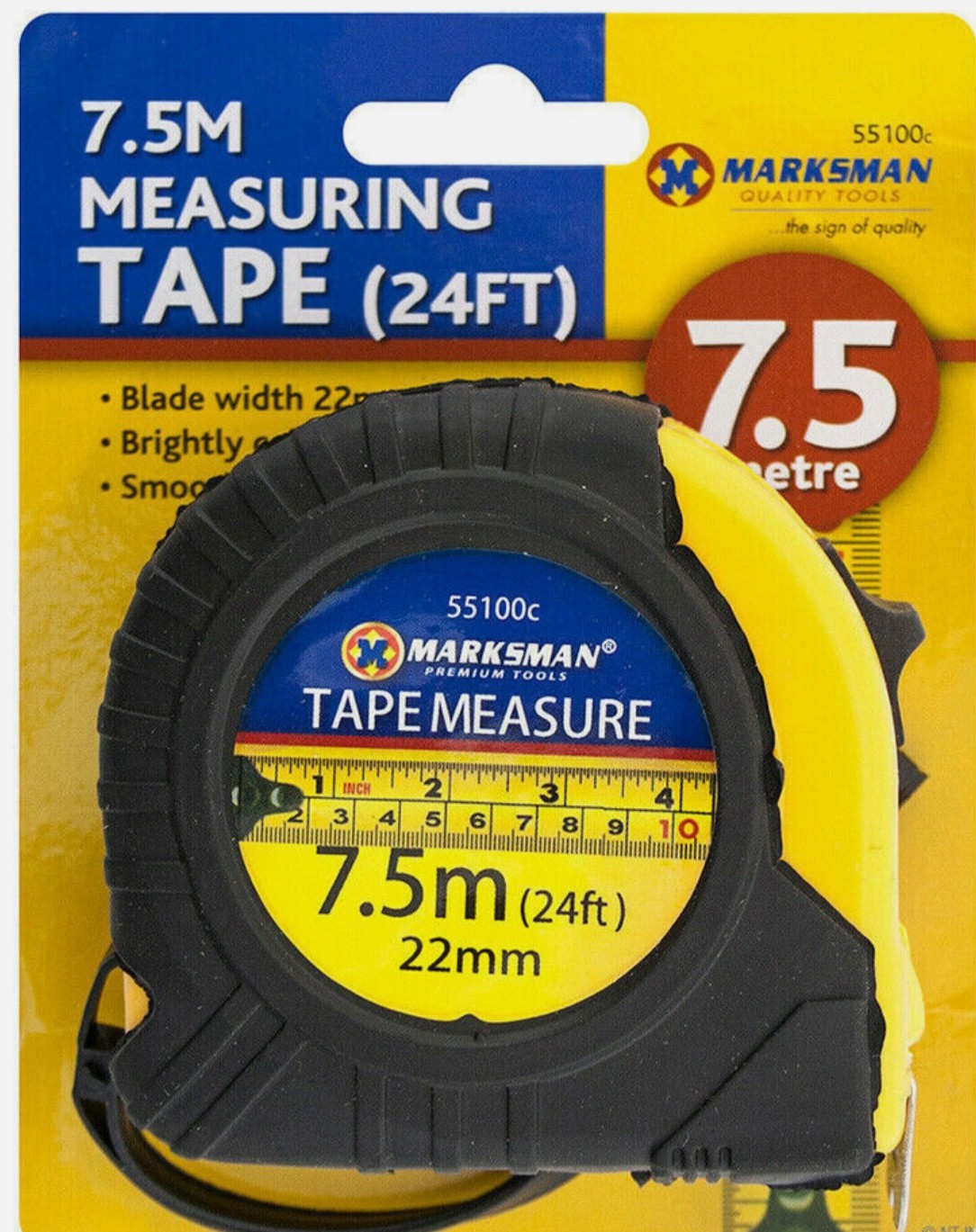 7.5M MEASURING TAPE MEASURER 24FT GRIP SAFETY BUILDERS CARPENTER WORKSHOP TOOL