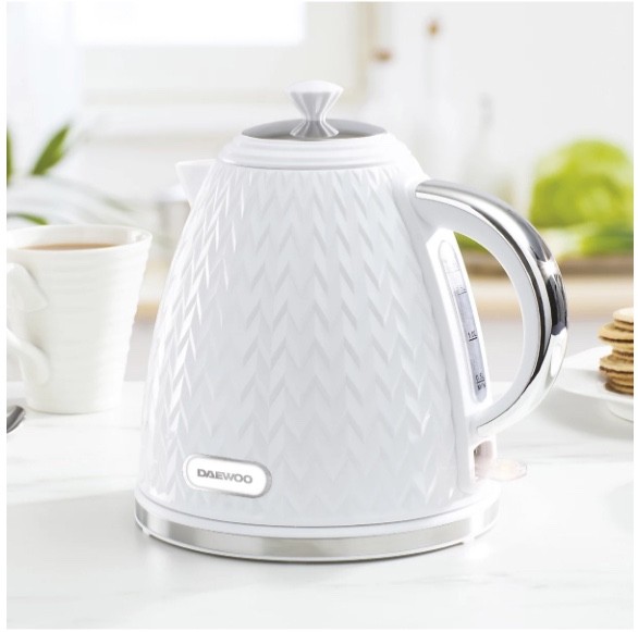1.7L Electric Jug Kettle Daewoo Argyle Collection Removable Lid & Filter White