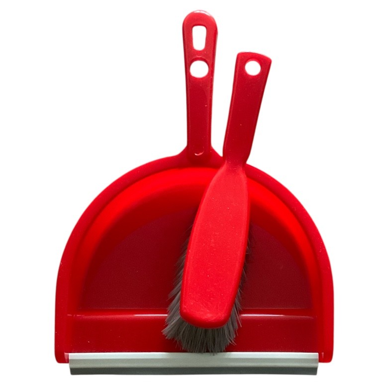Large Dustpan & Soft Brush Set Plastic Hand Dust Pan Home Cleaning Red