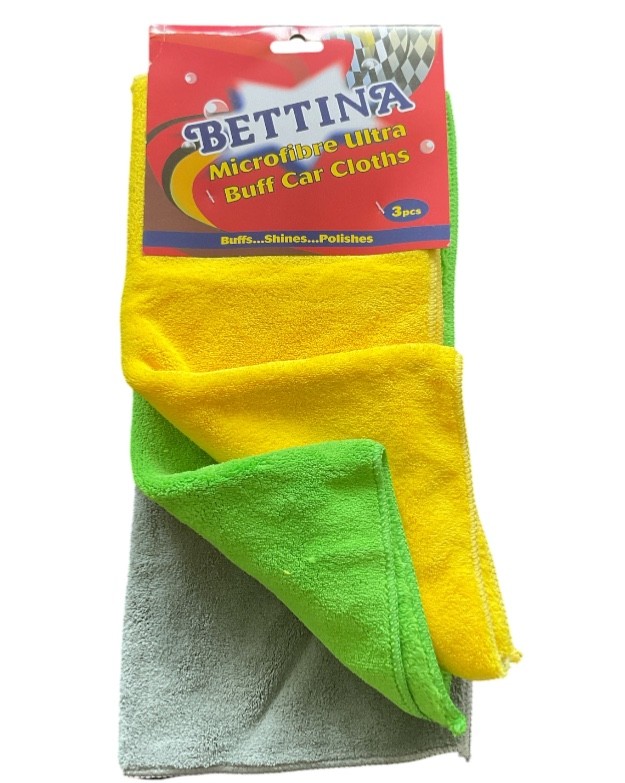 3 Pc Bettina Microfibre Ultra  Buff Car Cloths Shines Polishes Cloths