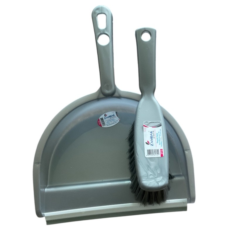 Large Dustpan & Soft Brush Set Plastic Hand Dust Pan Home Cleaning Grey