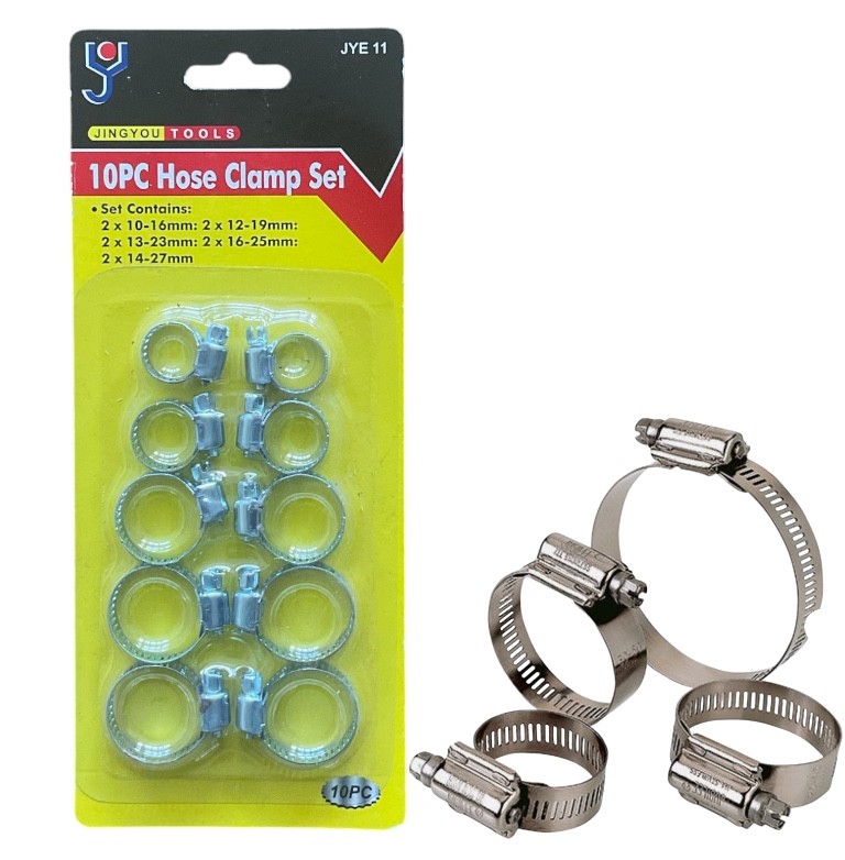10pc Jubilee-Style Hose Clamp Clips – Assorted Sizes