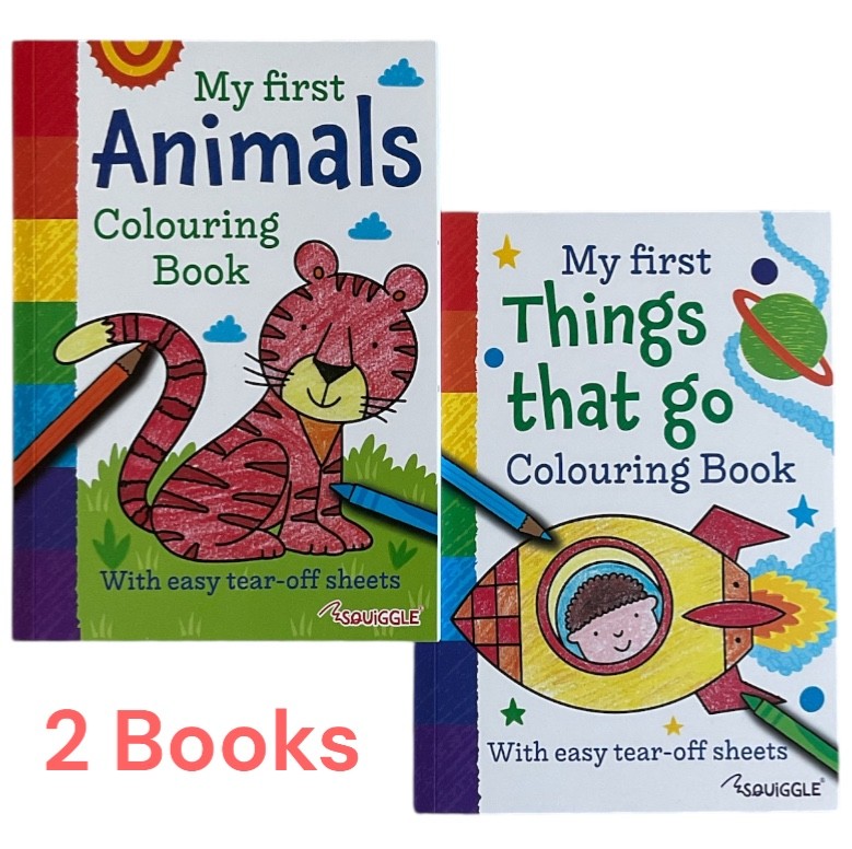 2pc My First Animals & Things That Go Colouring Books Art Kids Children Book