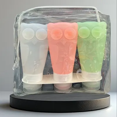 3Pc x 83ml Silicone Travel Bottle Set with Suction Cups Refillable Containers