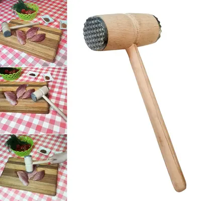 Aluminium & Wood Meat Mallet Tenderizer Steak Beef Chicken Hammer Kitchen 30 cm