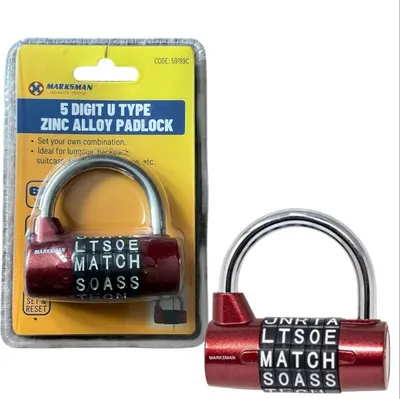 Travel Password Lock 5 Digit Combination Padlock - Zinc Alloy Body WATERPROOF