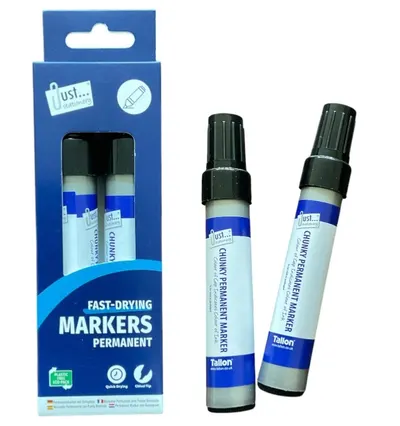 2 Black Jumbo Permanent Markers Chisel Tip Marker Pen Home Office Fast -Drying