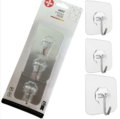 3 Pc Hooks Self Adhesive Strong Sticky Heavy Duty Wall Seamless Waterproof Hook