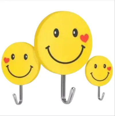 3pc Smiley Face Sticky Hooks (Large)