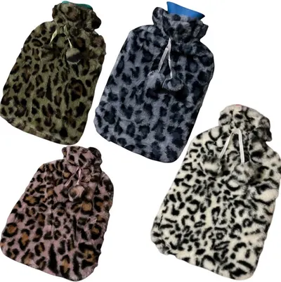 2L Hot Water Bottle with Warm Faux Fur Fleece Cover Large Warm Heat Night Random