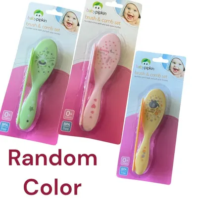 Hair Brush & Comb Set Soft & Gentle For  Baby Rounded Comb Teeth 0+ Random color