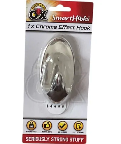 Chrome Effect Adhesive HookTowel Holder Wall Door Stainless Steel Coat Bathroom