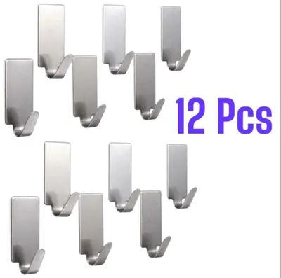 12pc Self-Adhesive Stainless Steel Hooks