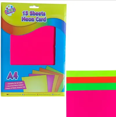 15 Sheet A4 Neon Coloured Card Thick Card Children Origami Fun Art Craft 200g