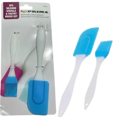2PC SILICONE PASTRY BRUSH AND SCRAPER KITCHEN BAKING COOKING TOOL SPATULA