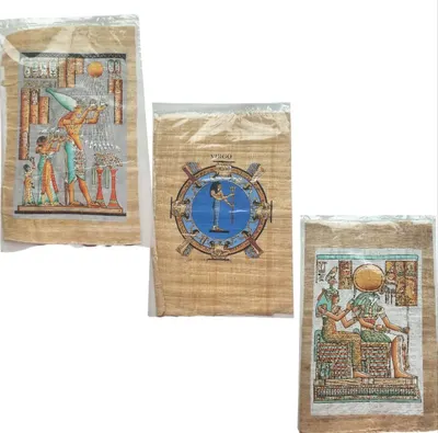3Pc Egyptian Printed On Papyrus History Unique Gifts & Ancient Art Ancient Egypt