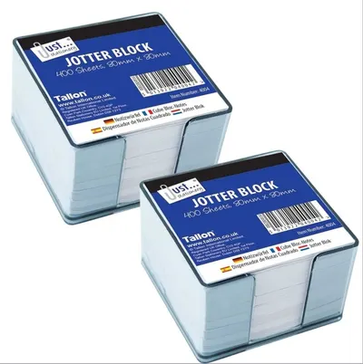 2 x 400 LOOSE SHEETS MEMO BLOCK PAPERS NOTE OFFICE JOTTER IN PLASTIC CUBE HOLDER