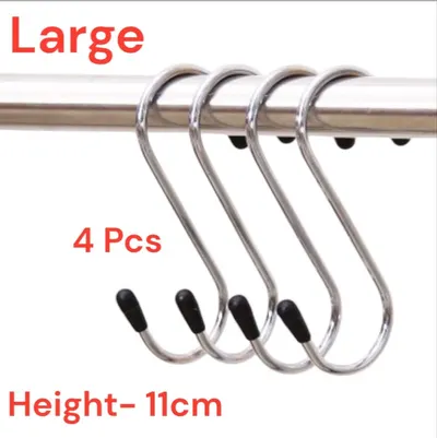 4pc Large Stainless Steel S Hooks with Rubber Ends
