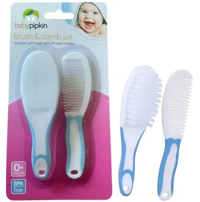 Baby Hair Brush & Comb Set Soft Gentle Blue Rounded Comb Teeth Blue