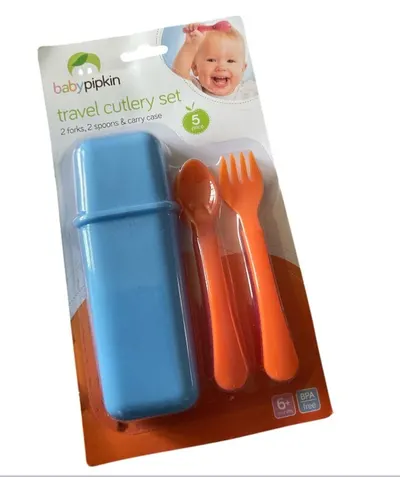 5 PC Baby Travel Cutlery Set Kids Child Spoons & Forks With  Case