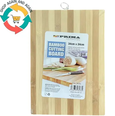 BAMBOO WOOD CHOPPING BOARD  Kitchen Dicing Slicing 34 x24 cm Prima