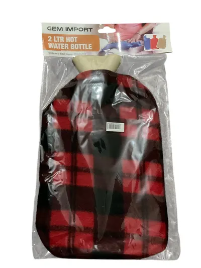 2L LARGE NATURAL RUBBER warm HOT WATER BOTTLE WITH FLEECE COVER Random colour