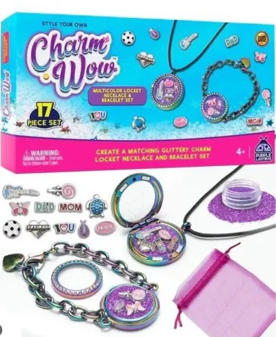 Kids Bracelet Jewellery Making Kit for Girls  Lockets Mini Charms Christmas Gift