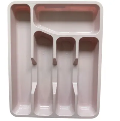 5 COMPARTMENT SMALL CUTLERY TRAY ORGANISER TIDY HOLDER STORAGE KITCHEN PINK