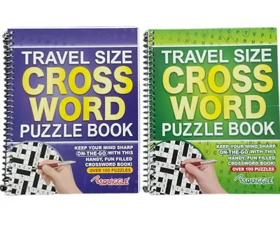 2Pc Travel Size Crossword 100+ Puzzle Books A5 Spiral Bound Wordsearch Squiggle