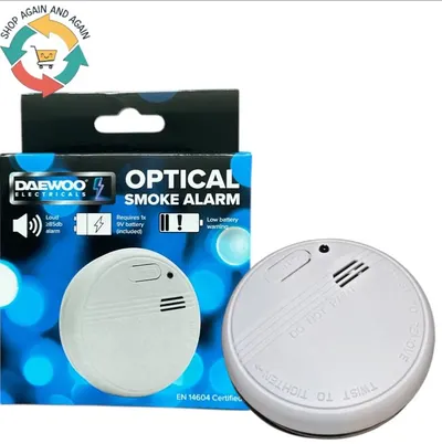 OPTICAL SMOKE ALARM LOUD SECURE ALARM and BATTERY OPERATED DAEWOO