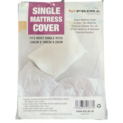 SINGLE WATERPROOF MATTRESS PROTECTOR COVER MACHINE WASHABLE NON-ALLERGENIC