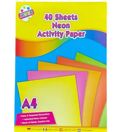 2 x 40pc Multi-COLOURED A4 PAPER Neon SHEETS PRINTER COPIER CRAFT OFFICE SCHOOL