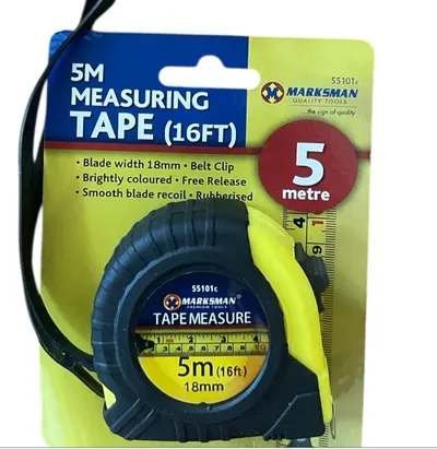 5M MEASURING TAPE MEASURER 16FT GRIP SAFETY BUILDERS CARPENTER WORKSHOP TOOL