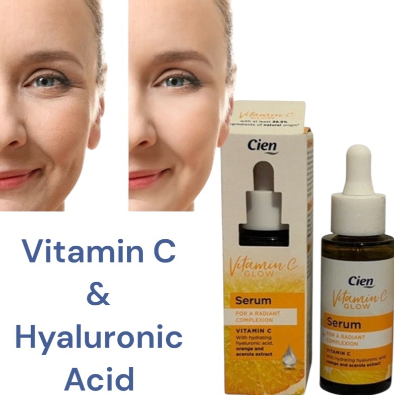 Cien Vitamin C Glow Serum Hyluronic Acid Orange Acerola Extract 30 ml