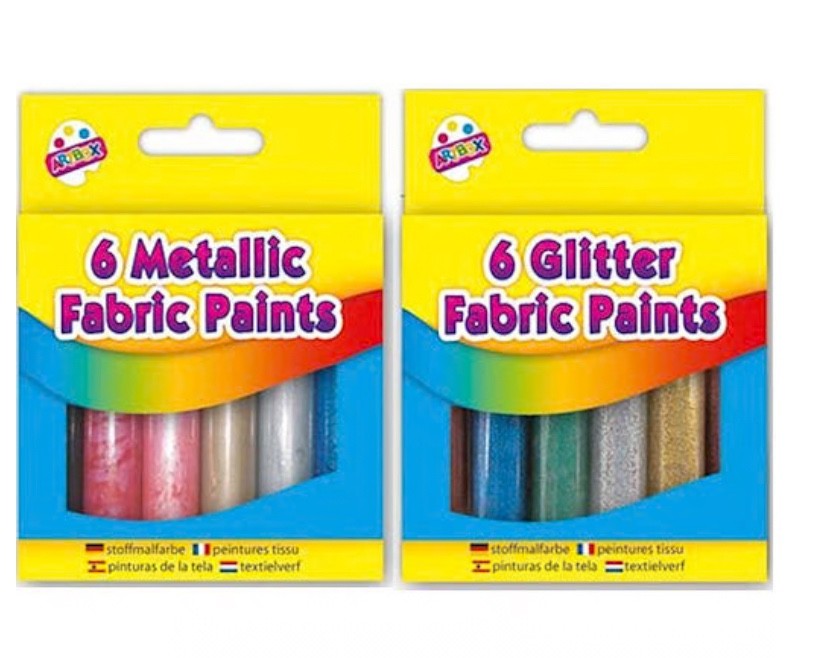2Pc Fabric Paints Glitter/Metallic Painting Glitter Metallic Children Art Crafts