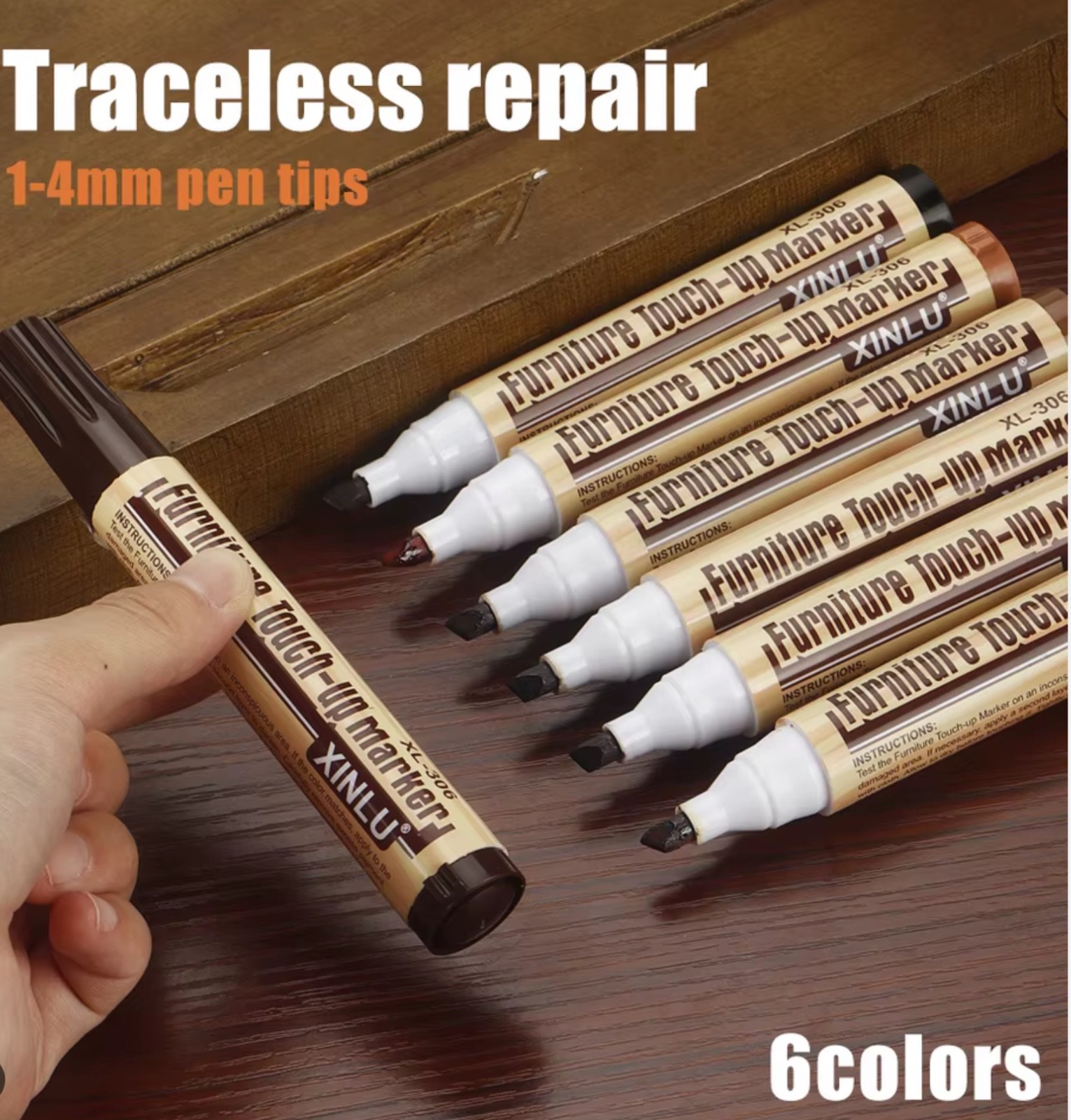 6 x Furniture Scratches Repair Kit Markers Touch Up Pen Paint Restore Wood Floor