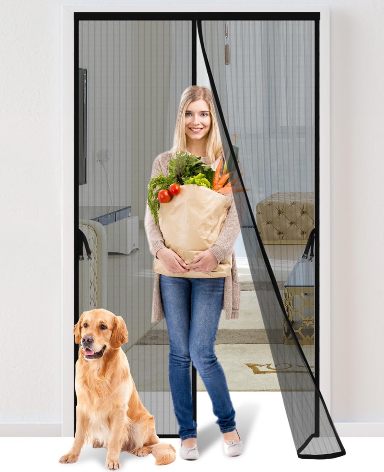 Curtain Door Mesh Magnetic Fastening Mosquito Fly Bug Insect Net Screen Emtec