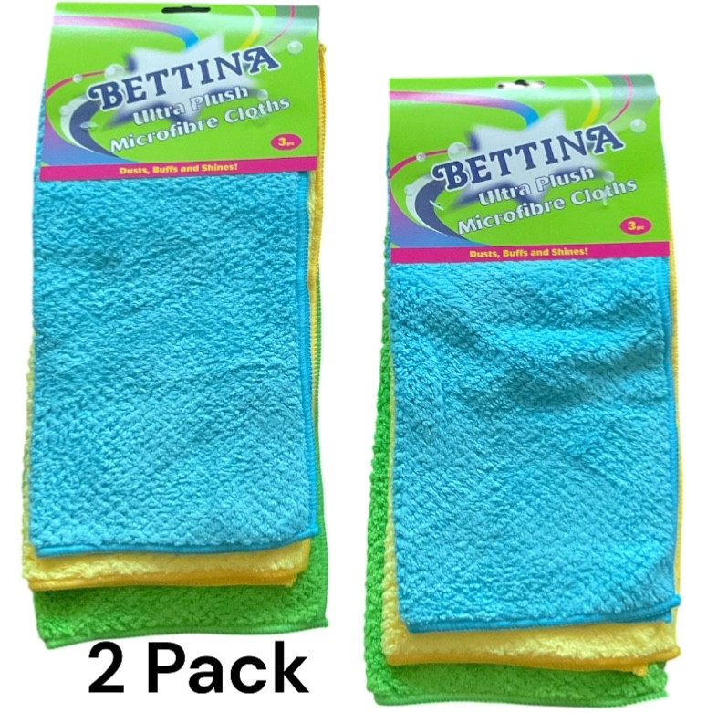 2 x 3Pc Bettina Ultra Plush Microfibre Home Kitchen Cleaning Wash Cloths Random