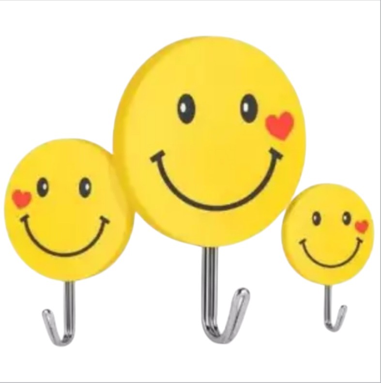 3pc Smiley Face Sticky Hooks (Large)