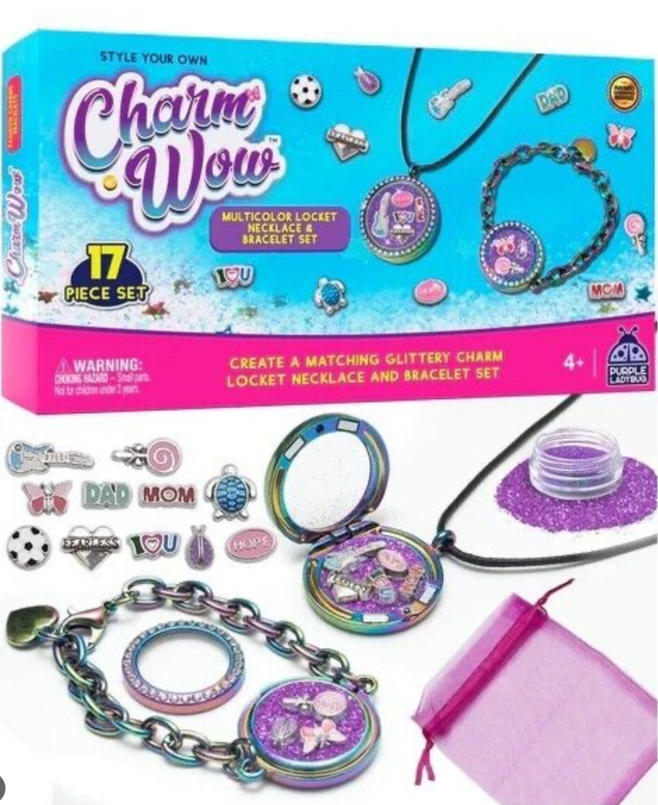 17pc CharmWow Jewellery Making Kit – Lockets & Charms
