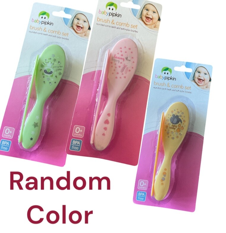 Hair Brush & Comb Set Soft & Gentle For  Baby Rounded Comb Teeth 0+ Random color